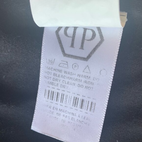 Philipp Plein Shawl cotton black collared sweater VEST - Picture 11 of 11